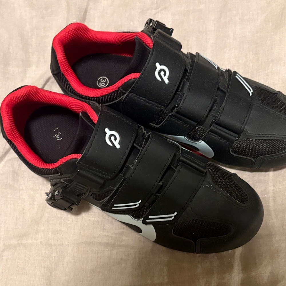 Peloton Black and Red Athletic Shoes